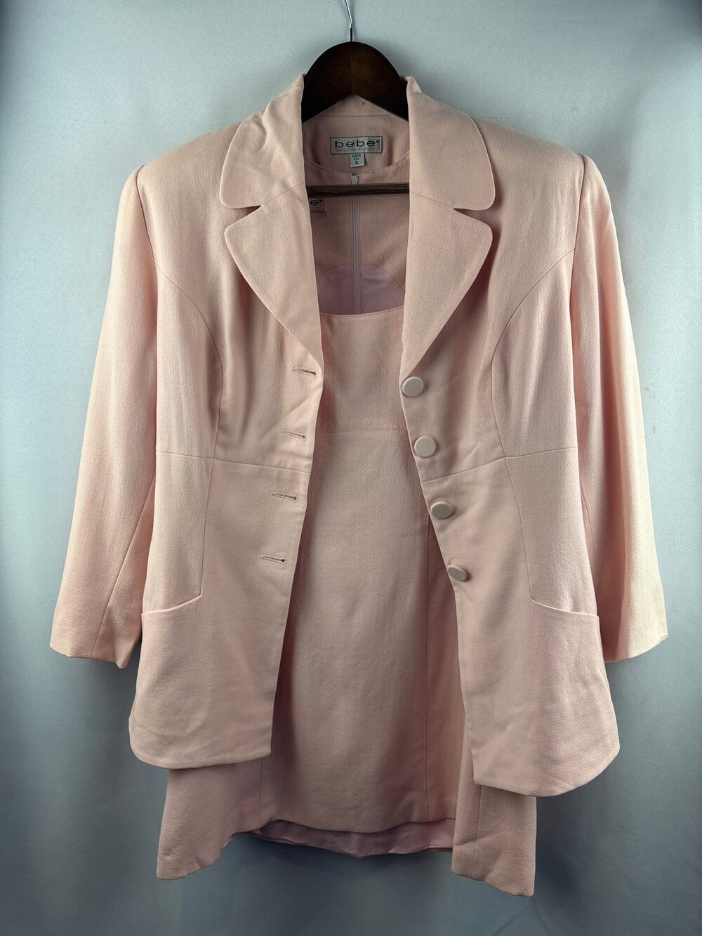 Women’s Bebe Size 10 Peachy Pink Pencil Dress & Blazer Set